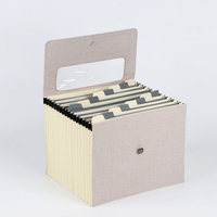 Wholesale Custom A4 Linen Cover Hard Cardboard 17-Pocket Expanding File Organizer School Bag Folder Bungee Closure Custom Paper