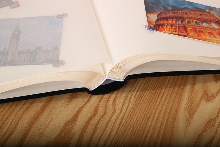 photo album with black paper pages