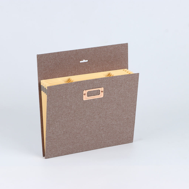 OEM Custom Logo A4 Size Paper Expanding File Folder Durable Practical Cloth Cover School Office Hanging Document Organizer