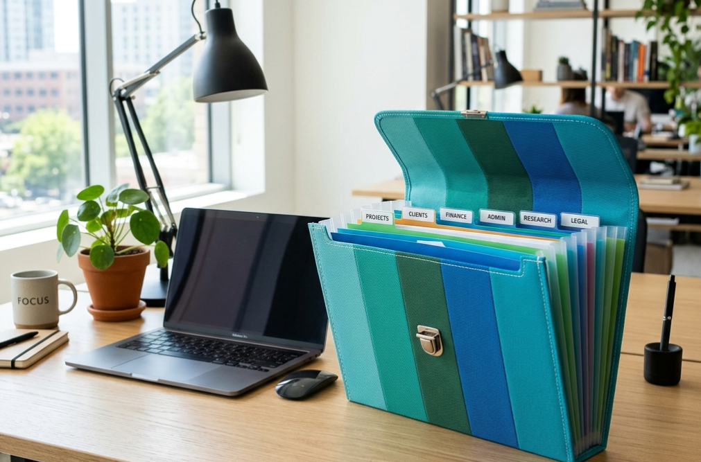 expanding file box with handle